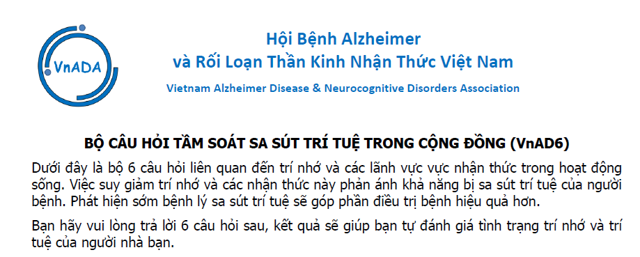 1. BỘ 6 CÂU HỎI TẦM SOÁT SA SÚT TRÍ TUỆ theo 6 lãnh vực nhận thức. Công bố chính thức- tháng 3.2024